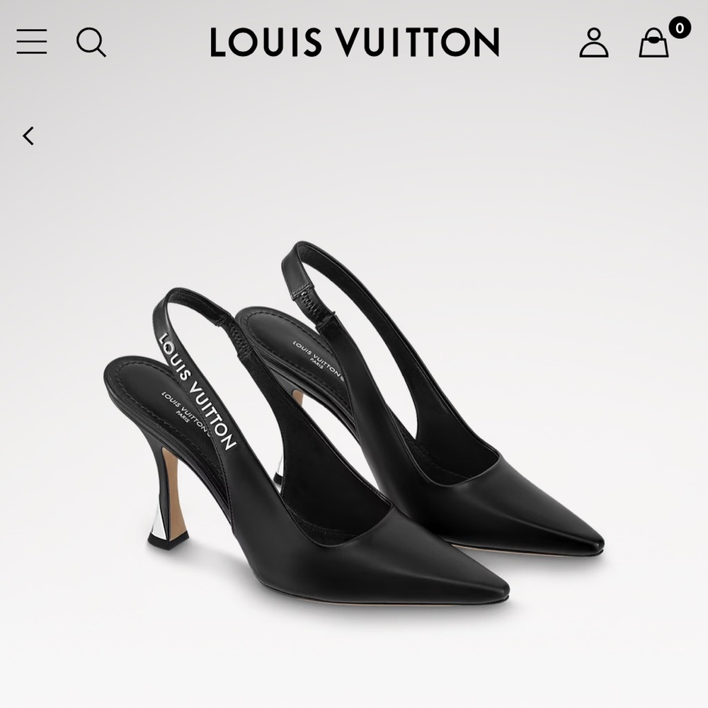 Louis Vuitton Black Sparkle Slingback Heels - Size 38